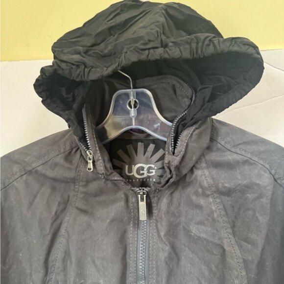 UGG Hallie Waterproof Coated Cotton Cape Poncho Trench Coat Jacket Hood Pocket M - Picture 8 of 16